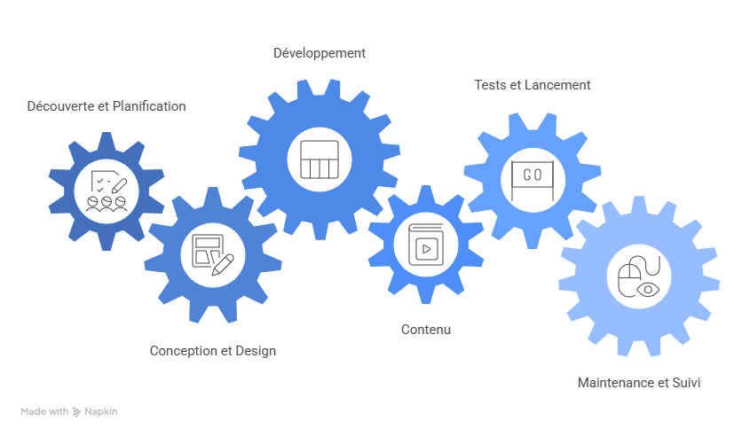 schéma des étapes de création de site web