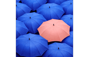 parapluies un différent des autres pour montrer qu'un site peut être plus visible que les autres